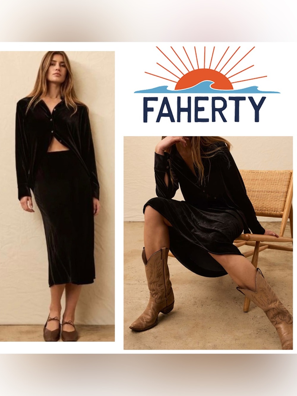 Faherty INA Stretch Silk Velvet Stretch Midi Pencil Slip Skirt